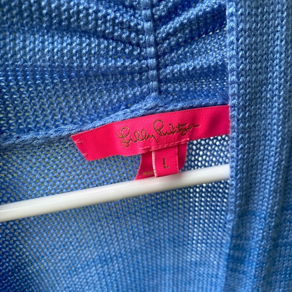 Lilly Pulitzer Blue thistle Tatum Ombré fringe Cardigan Sweater size Large - Picture 5 of 11